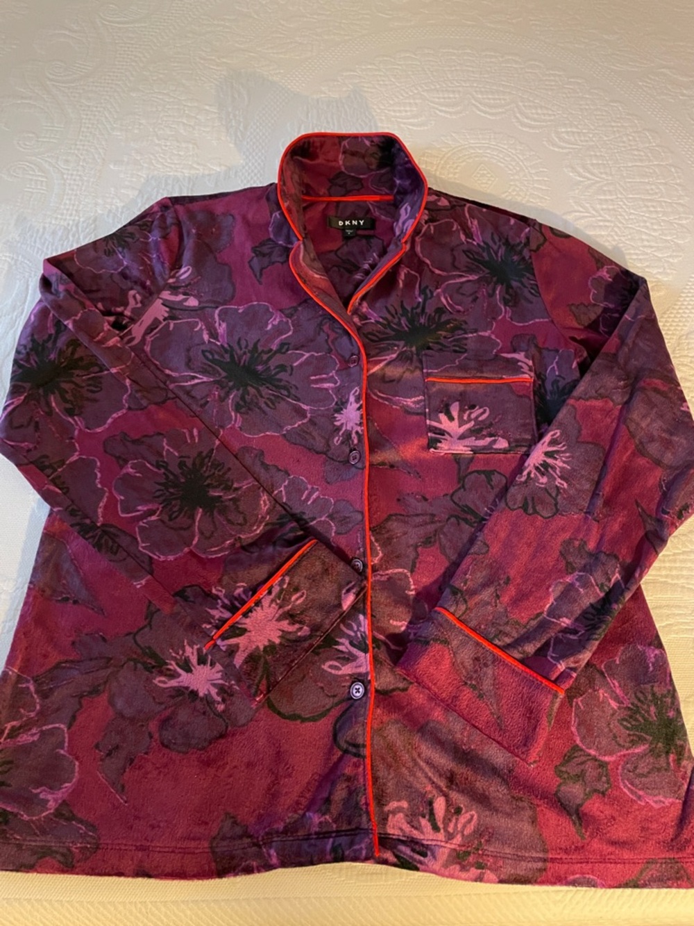 DKNY Floral Velvet Jacket - Burgundy. New without tag.